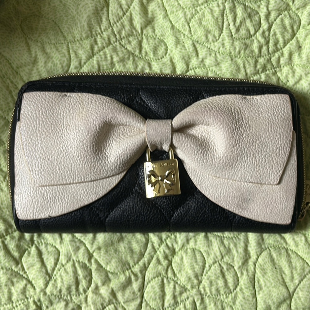 Betsey Johnson Black and Cream Women's Clutch
